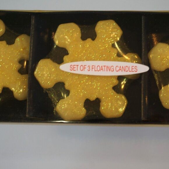 Vintage Stonia Creation Inc Floating Candles Christmas Snowflakes Set Of 3 - Picture 4 of 5